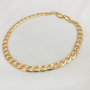 Cuban Link Anklet, Hammered Link Anklet, Thick Anklet Bracelet, 18k Gold Filled Curb Link Anklet, Chunky Anklet, Statement Anklet
