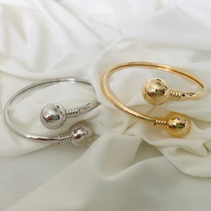 Double Ball Bangle, Open Cuff Bangle, Ball End Cuff Bangle 18k Gold Filled Bangle Bracelet, Adjustable Bangle, Classic Bangle Bracelet