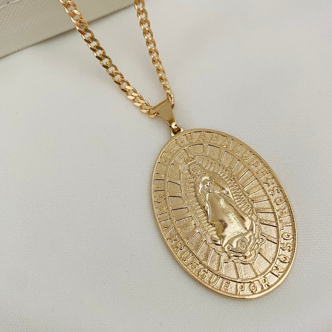 18K Gold Filled Virgin Mary Necklace: Our Lady of Guadalupe - Etsy