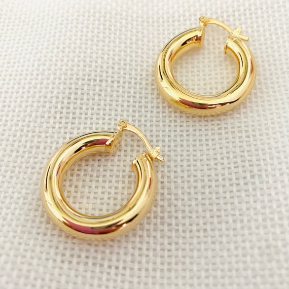 Gold Chunky Hoop Earrings: Small Minimalist Hoops (24 X 5mm) - Etsy