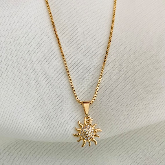 Sunburst Necklace, Gold Sun Necklace, Small Sun Necklace