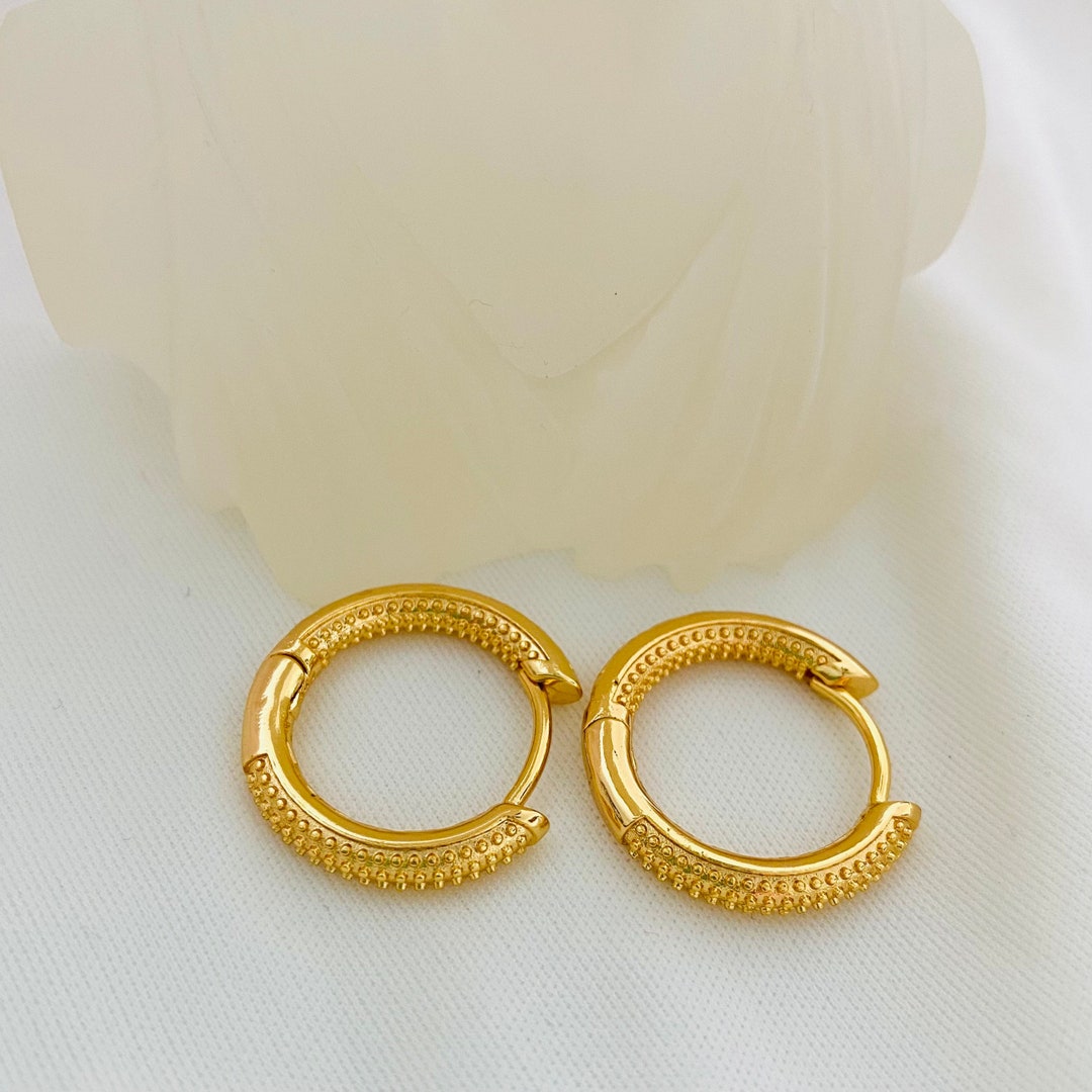 Gold Filled Textured Clip on Hoop Earrings: Hypoallergenic Tube Hoops ...