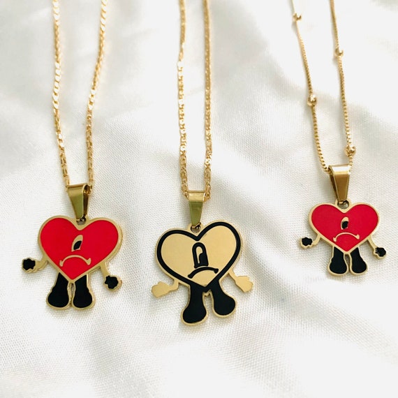 Bad Bunny Eutdm|bad Bunny Heart Pendant Necklace - Unisex Zinc Alloy Hip  Hop Jewelry