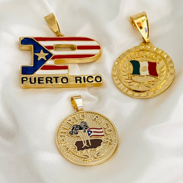 Puerto Rican Flag Pendant, Puerto Rican Charm , Flag Charm, Mexican Charm, Patriotic Gift, Flag Souvenir, Mexican Coin Charm