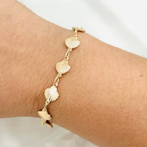 18K Gold Filled Seashell Bracelet: Ocean Jewelry, Water Resistant - Etsy
