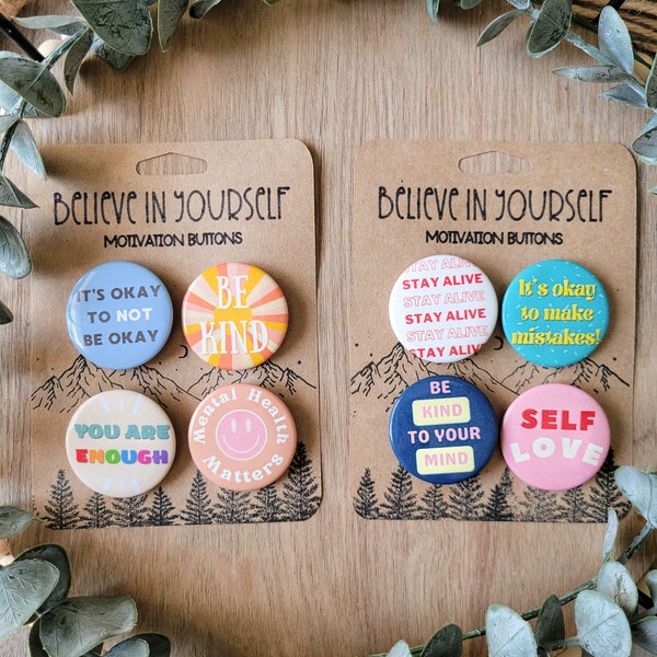 Mental Health Buttons | Motivation Buttons | Button Pins | Mental Health Matters