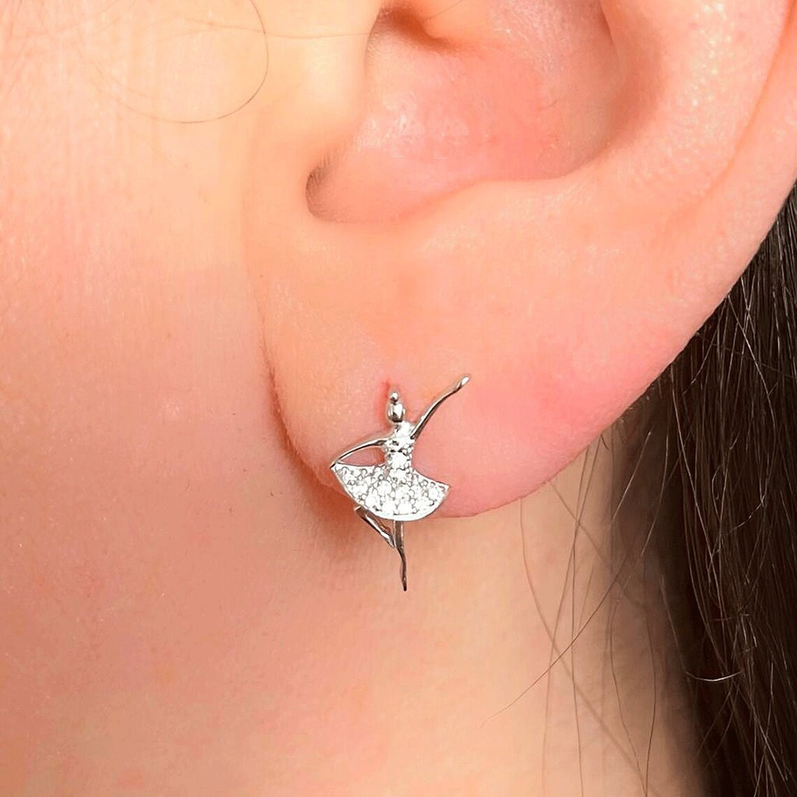 Sterling Silver 925 Ballet Dancer Ballerina Stud Earrings Etsy UK