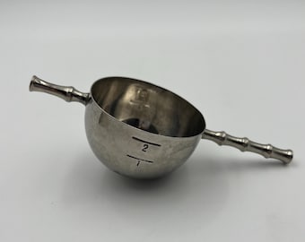 Vintage Prohibition Art Deco Style Bottoms Up Bamboo Silver Plated Jigger