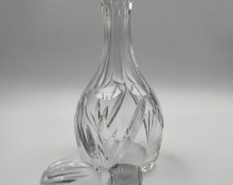 Vintage Crystal Cut Glass Decanter with Round Ball Stopper