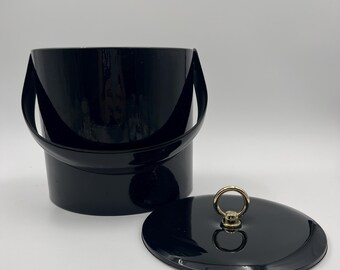 MCM Vintage Black Vinyl Georges Briard Ice Bucket