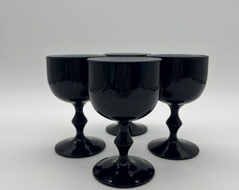 MCM Carlo Moretti Black and White Cased Glass Goblets Set of 5