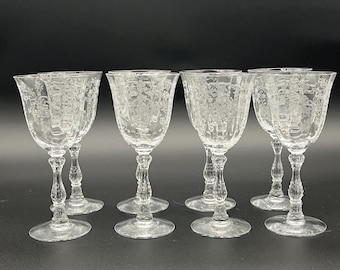 Fostoria Navarre Claret Crystal Wine Glasses Set of 8