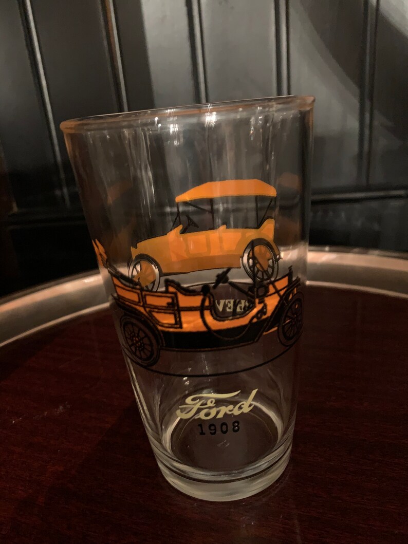 Hazel Atlas Vintage Car Glasses Set of 4 Etsy