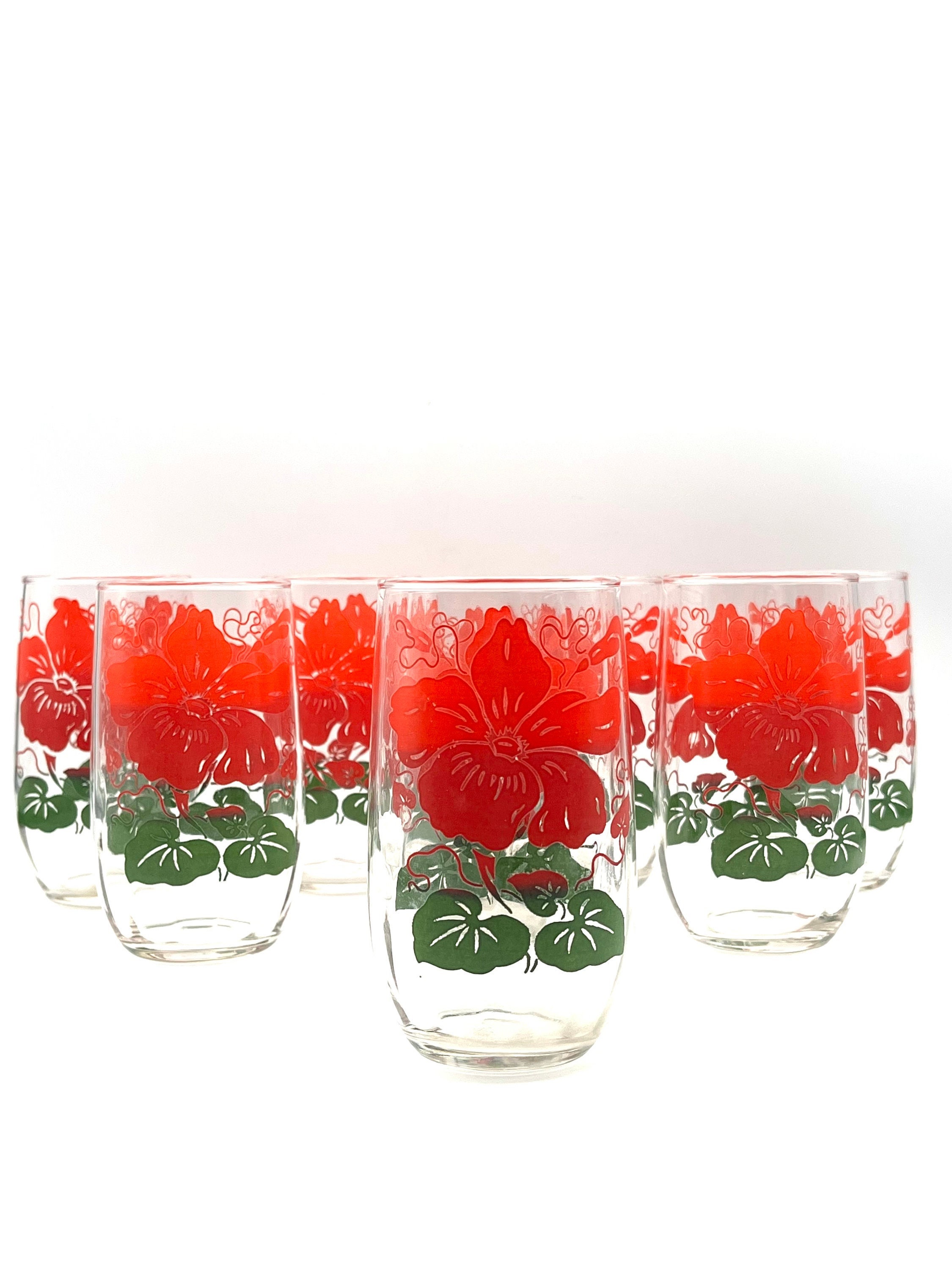 Vintage Botanist Drinking Glass Set, Luxurious Floral Embossed Decorat —  Red Co. Goods