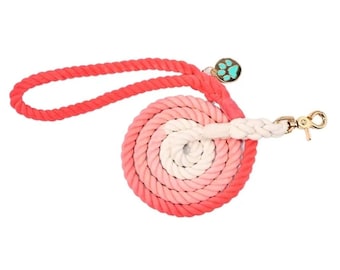 Ombre Rope Dog Lead - Coral Glow