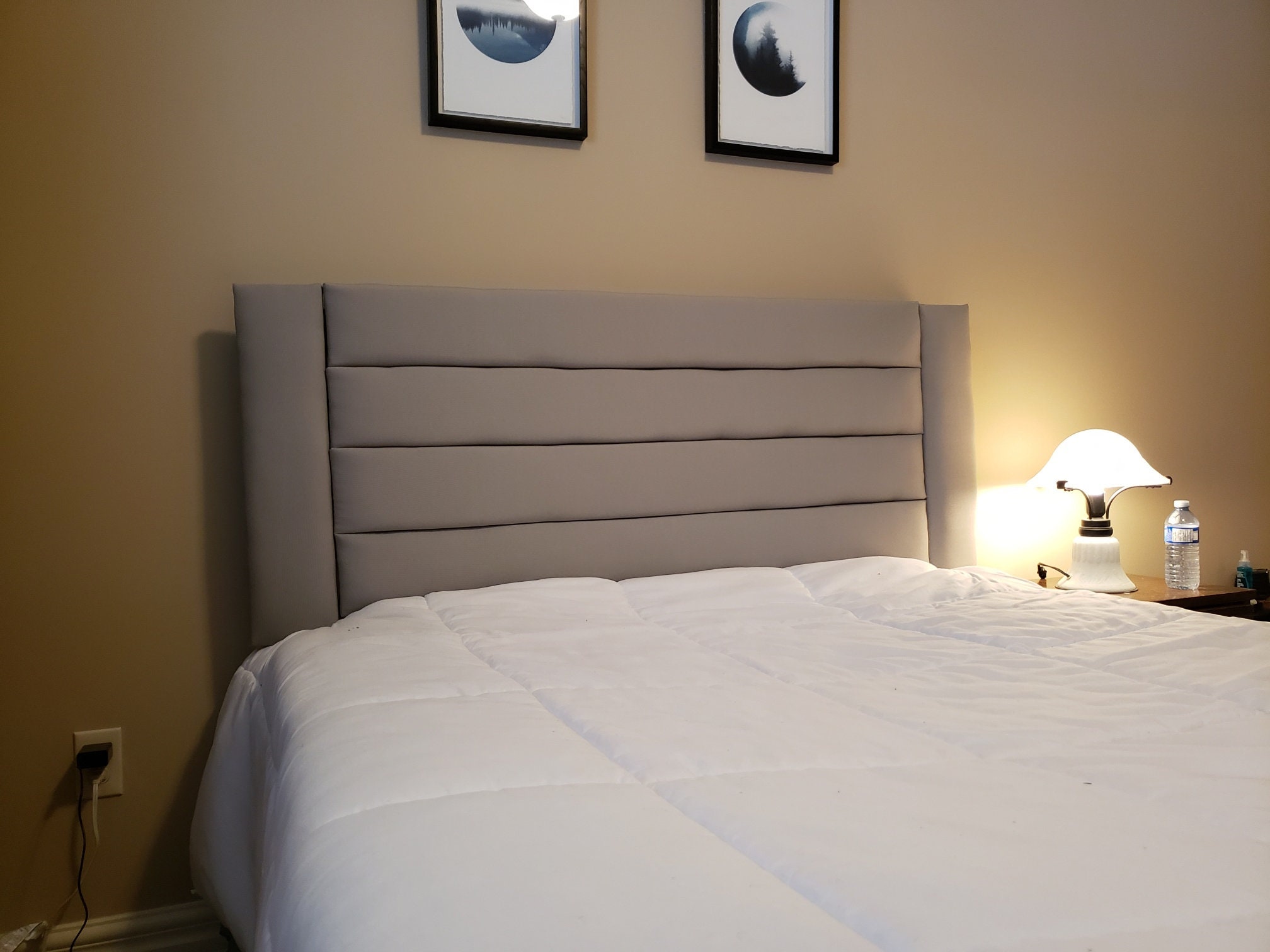 Wall Mounted Upholstered Headboard Light Grey Queen 60 Etsy