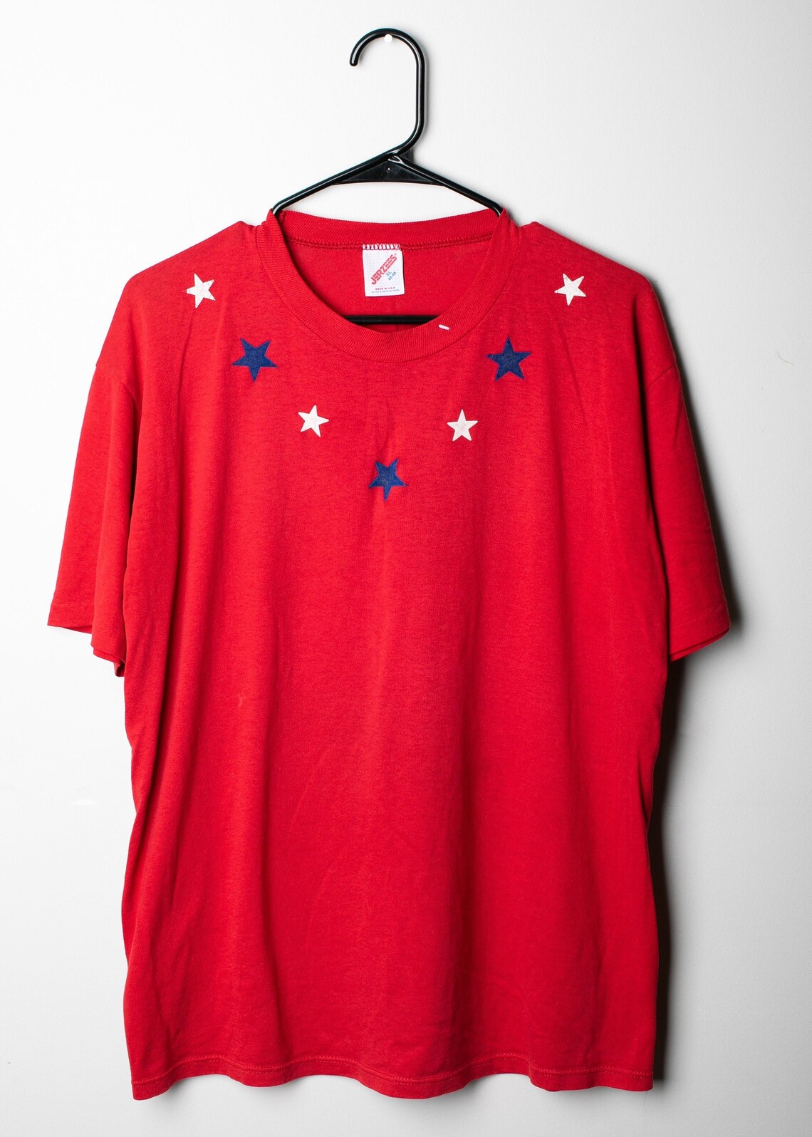 Vintage 80s Single Stitch Red Tshirt W/ Stars Jerzees Tag XL Etsy