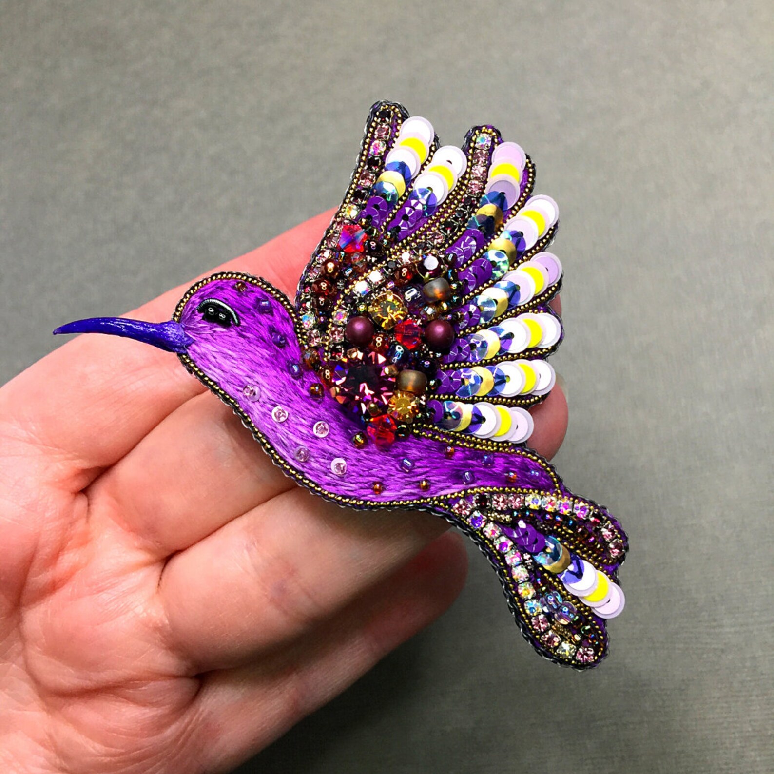 Gift for women Bird brooch Hummingbird brooch handmade Gift Etsy