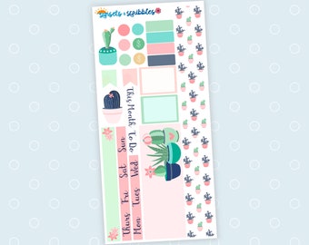 Cactus stickers | Hobonichi weeks monthly stickers | Planner sticker kit | Bullet journal stickers