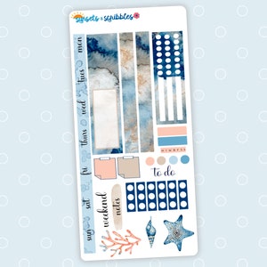 Watercolor Sea | Hobonichi weeks weekly stickers | Planner sticker kit | Bullet journal stickers