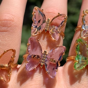 Crystal Butterfly Ring Adjustable
