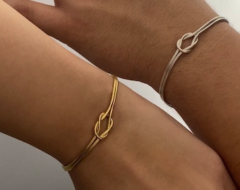 Valentine&#39;s Day Gift, Love Knot Bracelet, Dainty Couple Bracelets, 925 Sterling Silver Friendship Jewelry, Gift for Couples, Gift For Her