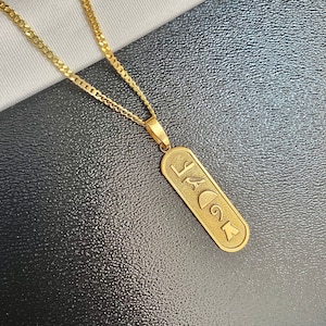925 Sterling Silver, Egyptian Custom 14K Gold Pendant Personalized with name in Hieroglyphic, Handmade Egyptian Jewelry
