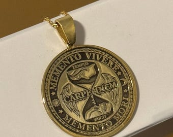 Personalized Memento Mori Pendant,Dainty Amor Fati Jewelry,Skull Coin Pendant, Stoic Silver Necklace, Memento Mori Amor Fati Silver Neckace