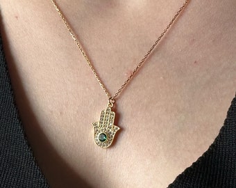 Hamsa Necklace, Gold Hamsa Necklace, Ruby Hamsa Necklace, Evil Eye Necklace, Hamsa Pendant, Hamsa Jewelry, Hamsa Hand, Protection Jewelry,