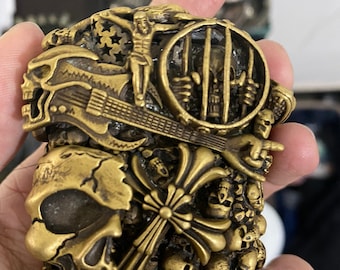 Genuine skull six-sided carving heavyweight lighter shell rock punk lighter street hip-hop lighter case