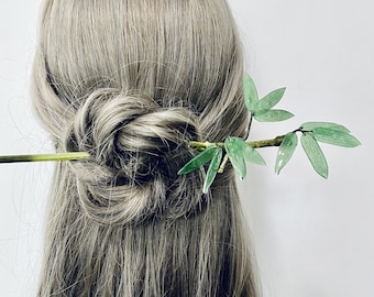 Bamboo hairpin Fresh bamboo emerald green hairpin hairpin hair simulation Hanfu retro gentleman hair accessories new products