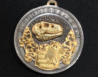 Hobo Nickel Jurassic Park Dinosaur Coin Dinosaur Bones Organ Hobo Nickel Hand Engraved Coin