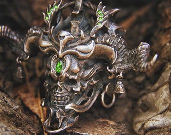 Skull shape retro exaggerated ring Gothic style ring 925 sterling silver ring personalized men's ring