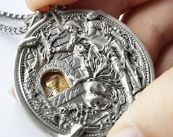 Sterling Silver Holy Grail Mechanical Hobo Nickel, Hobo Nickel Pendant, Coin Necklace, European and American Collectible Coins