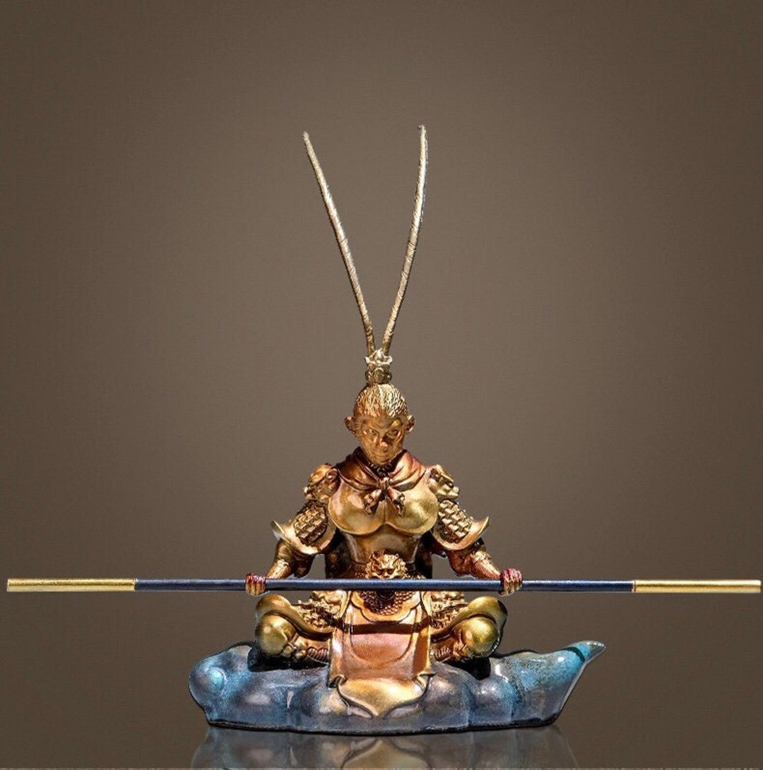 Pure Brass Monkey King Car Ornament, Monkey King Sculpture, Chinese