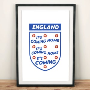 England Football Print - It&#39;s Coming Home | Wall Art | Home Decor | Football Print | Football Art