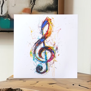 Treble Clef Card For Music Teacher Thank You Card 148mm Square Greeting Card Mix and Match Illustrations Blank Cards Contemporary Art