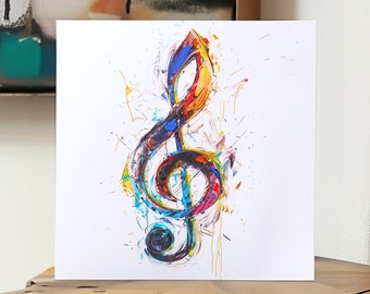 Treble Clef Card For Music Teacher Thank You Card 148mm Square Greeting Card Mix and Match Illustrations Blank Cards Contemporary Art