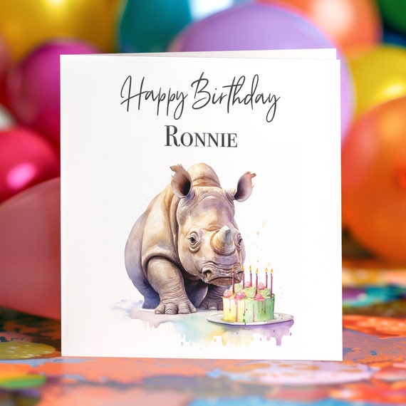 Handmade Wildlife Greetings Card - Rhino Handmade Wildlife Greetings Card - Rhino
