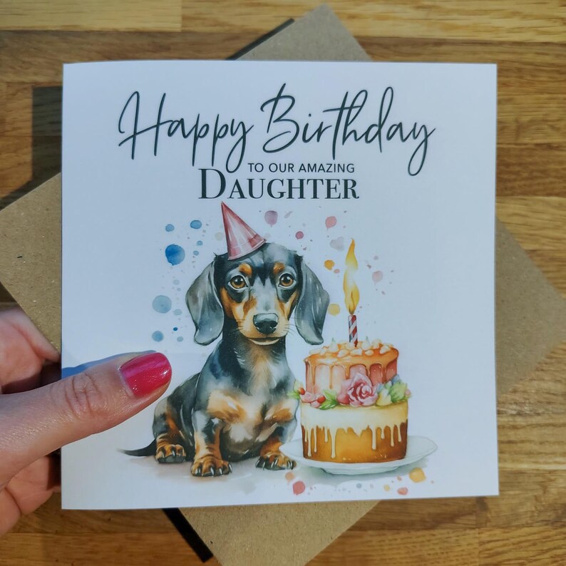 Personalised Dachshund Birthday Card – Sausage Dog with Birthday Cake – Custom Name & Message - Pet Lover Gift image 7