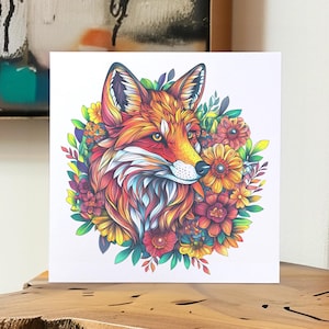 Mandala Fox Birthday Card Personalised Custom Animals Blank Card Set Greeting Card Fox Vixen Thank You Card Congratulations Flowers