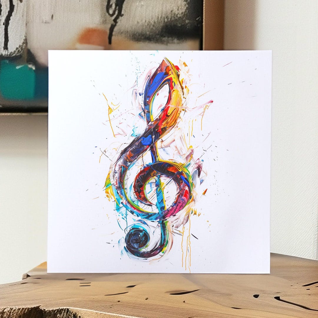 Treble Clef Music Teacher Thank You Card: Contemporary Art Greeting ...