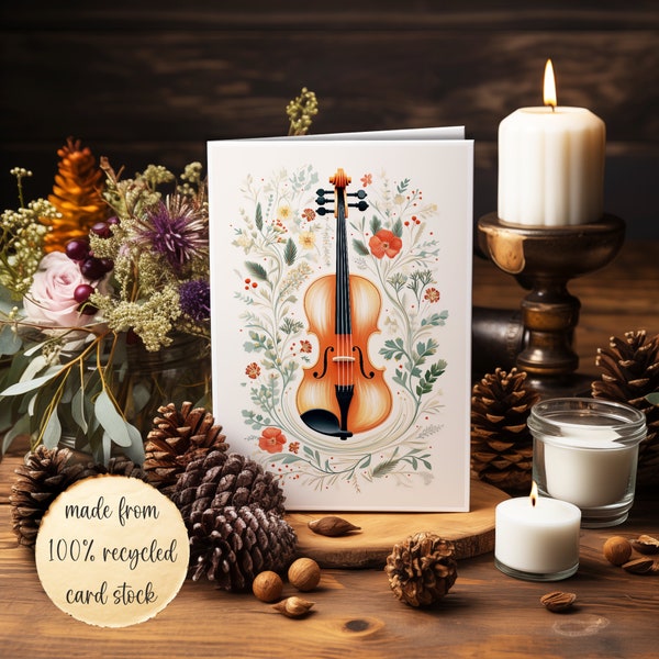 Musik Grußkarte Violine, Musiker, A6 Grußkarte Mix and Match Illustrationen Blankokarten Musikalisches Kartenset