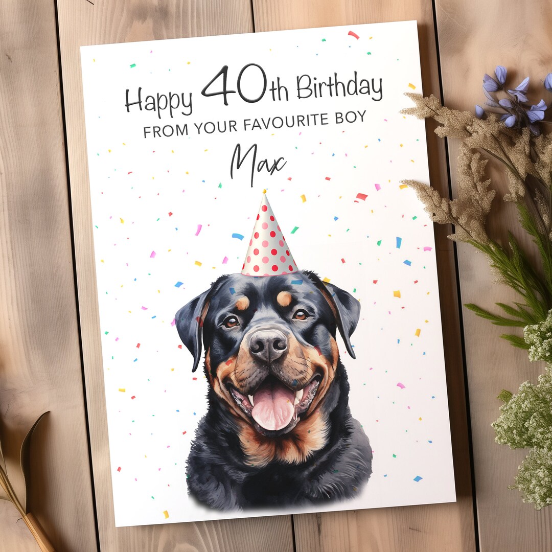 Rottweiler Birthday Card, Rottie Dog For Him Dad Husband Brother Uncle