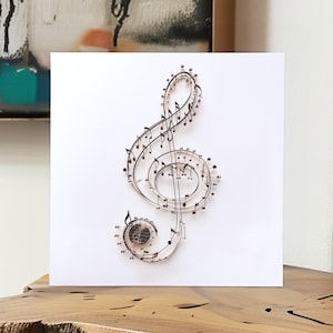 Musical Treble Clef Art Card – Elegant Music Note Design – Music Lover Gift – Contemporary Art Card