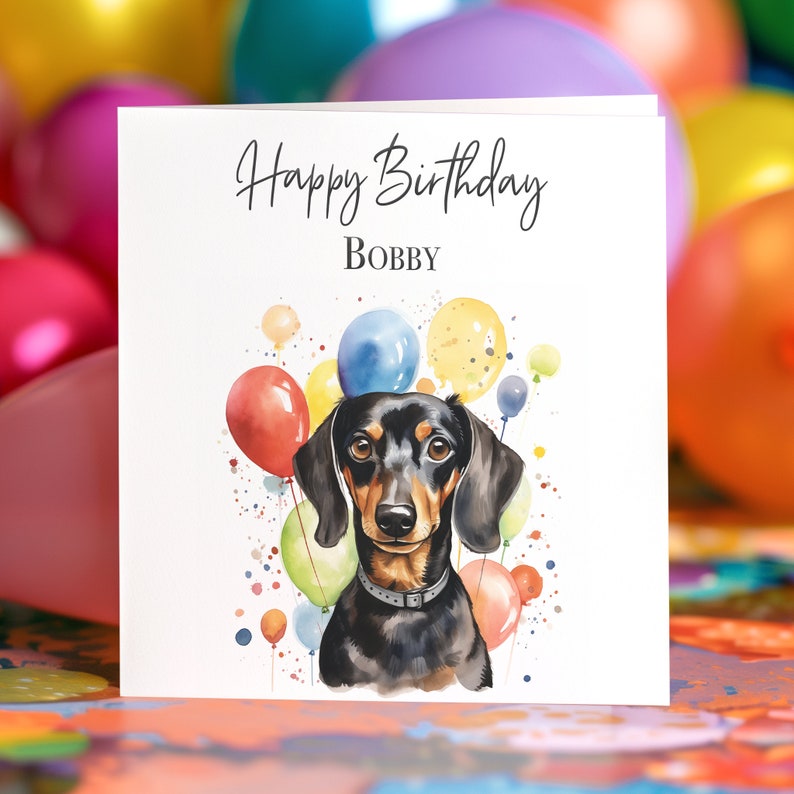 Dachshund Birthday Card Sausage Dog, Personalised Greeting Card for Dog ...