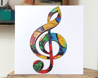 Treble Clef Card For Music Teacher Thank You Card 148mm Square Greeting Card Mix and Match Illustrations Blank Cards Contemporary Art