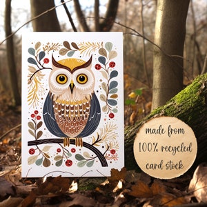 Owl Greeting Card A6 Greeting Card Woodland Illustration Mix & Match Funny Owl Card Blank Cards Set