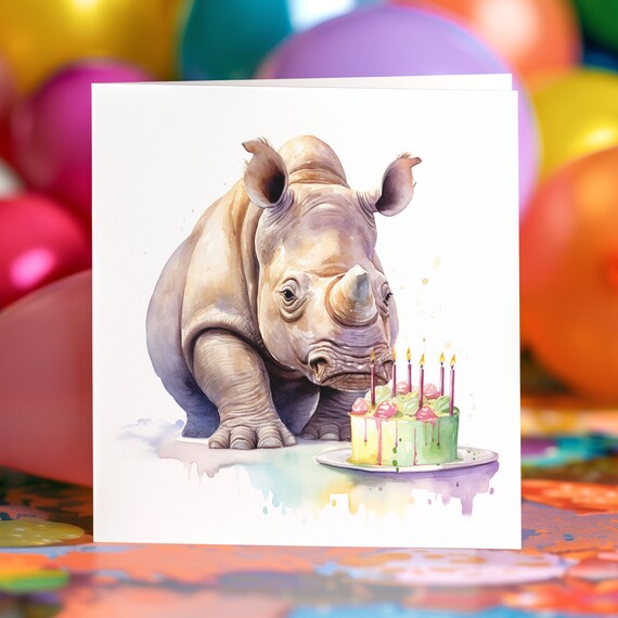 Handmade Wildlife Greetings Card - Rhino Handmade Wildlife Greetings Card - Rhino