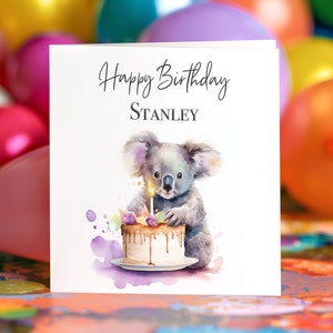 Koala Bear Birthday Card Cute Personalised Custom Painting Animals Blank Card Set Card Pet Greeting Card Koala Birthday